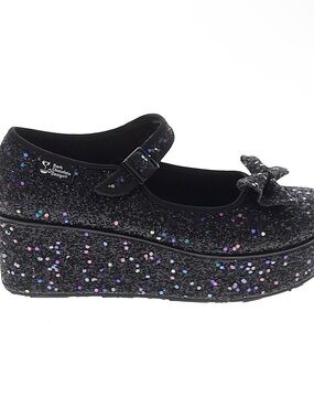 Hot Chocolate design black glitter Mary Jane bow detail platform shoes